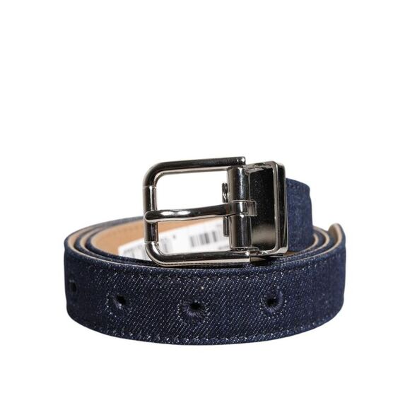 Pre Loved dolce & gabbana Denim Belt with Metal Buckle Women Blue Belts